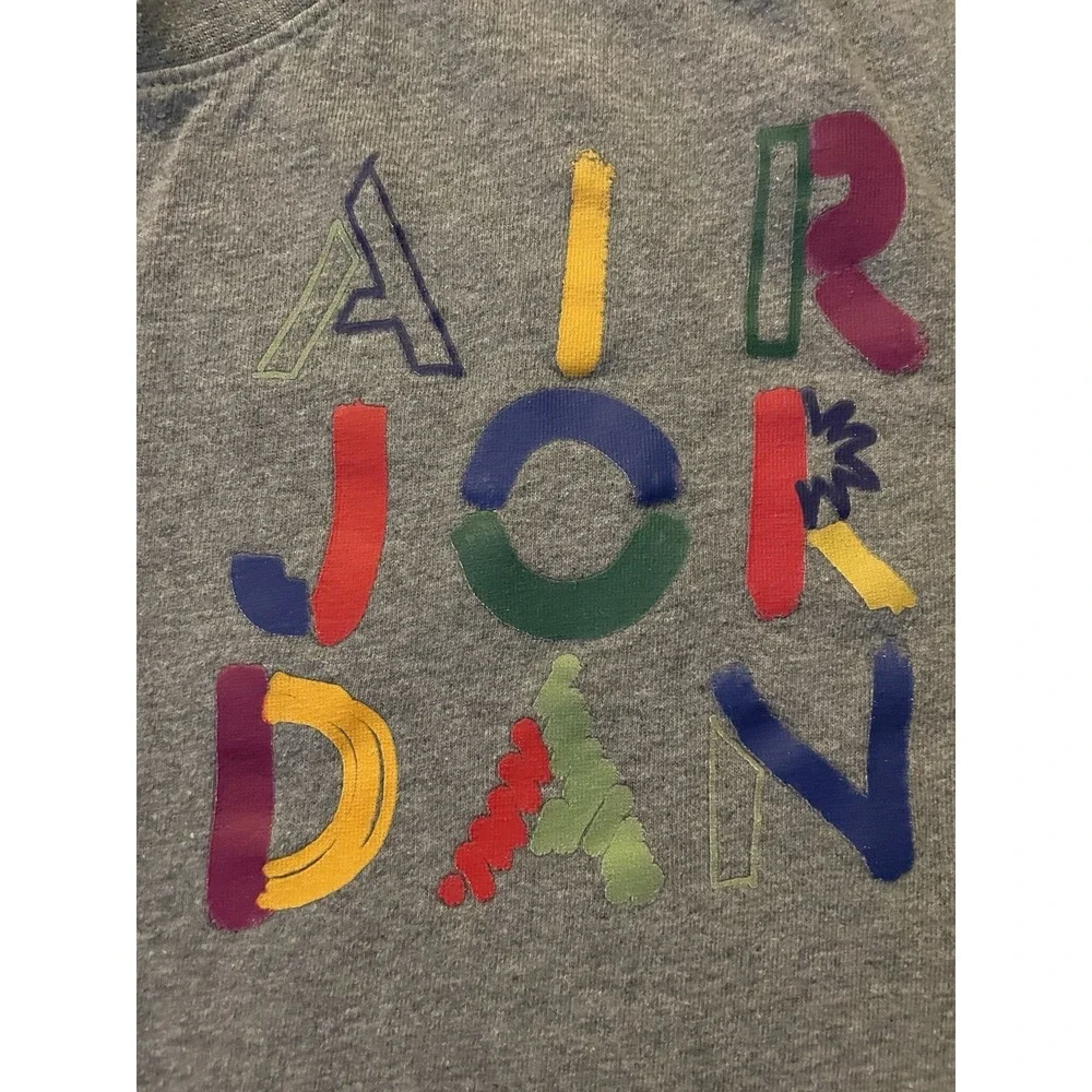 Air Jordan Short Sleeve Graphic T-Shirt The Cradle Logo Gray Colorful Large JBHS